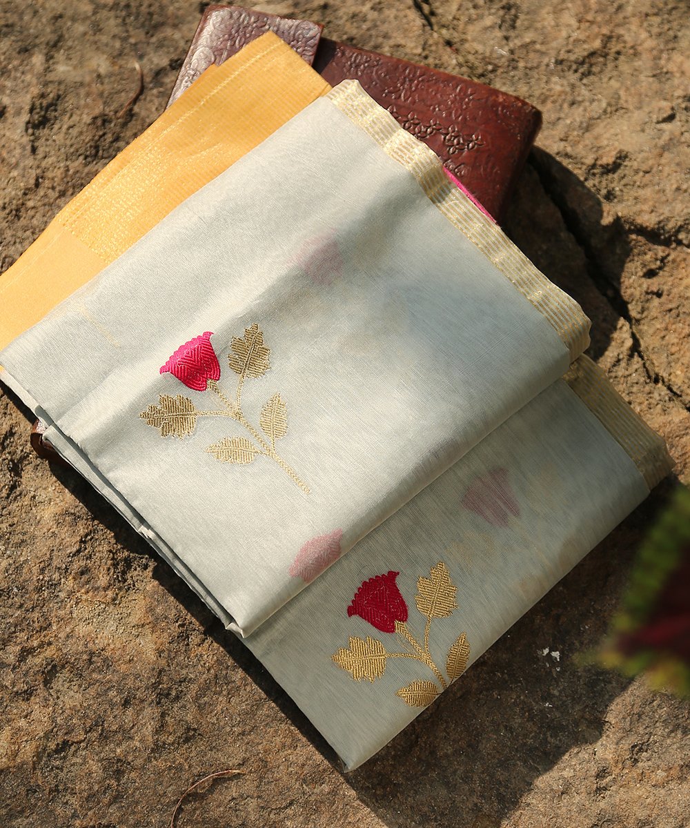 Handloom_Light_Blue_Chanderi_Silk_Eknaliya_Chanderi_Dupatta_With_Rose_Flower_Motif_WeaverStory_01