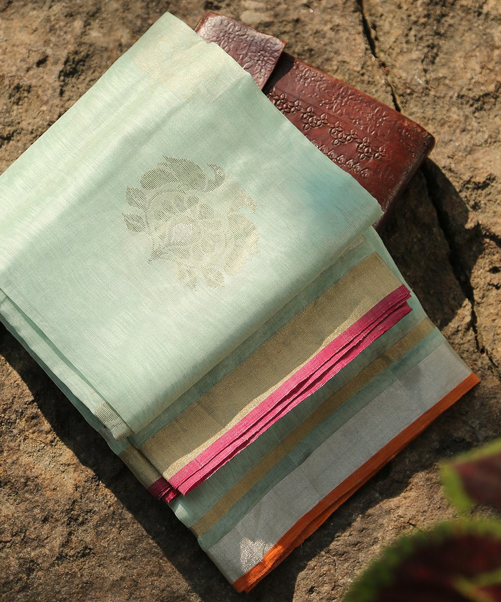 Handloom_Aqua_Blue_Cotton_Donaliya_Chanderi_Dupatta_with_Boota_WeaverStory_01