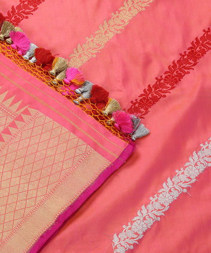 Pink_Handloom_Pure_Katan_Silk_Banarasi_Dupatta_with_Aada_Bel_WeaverStory_04