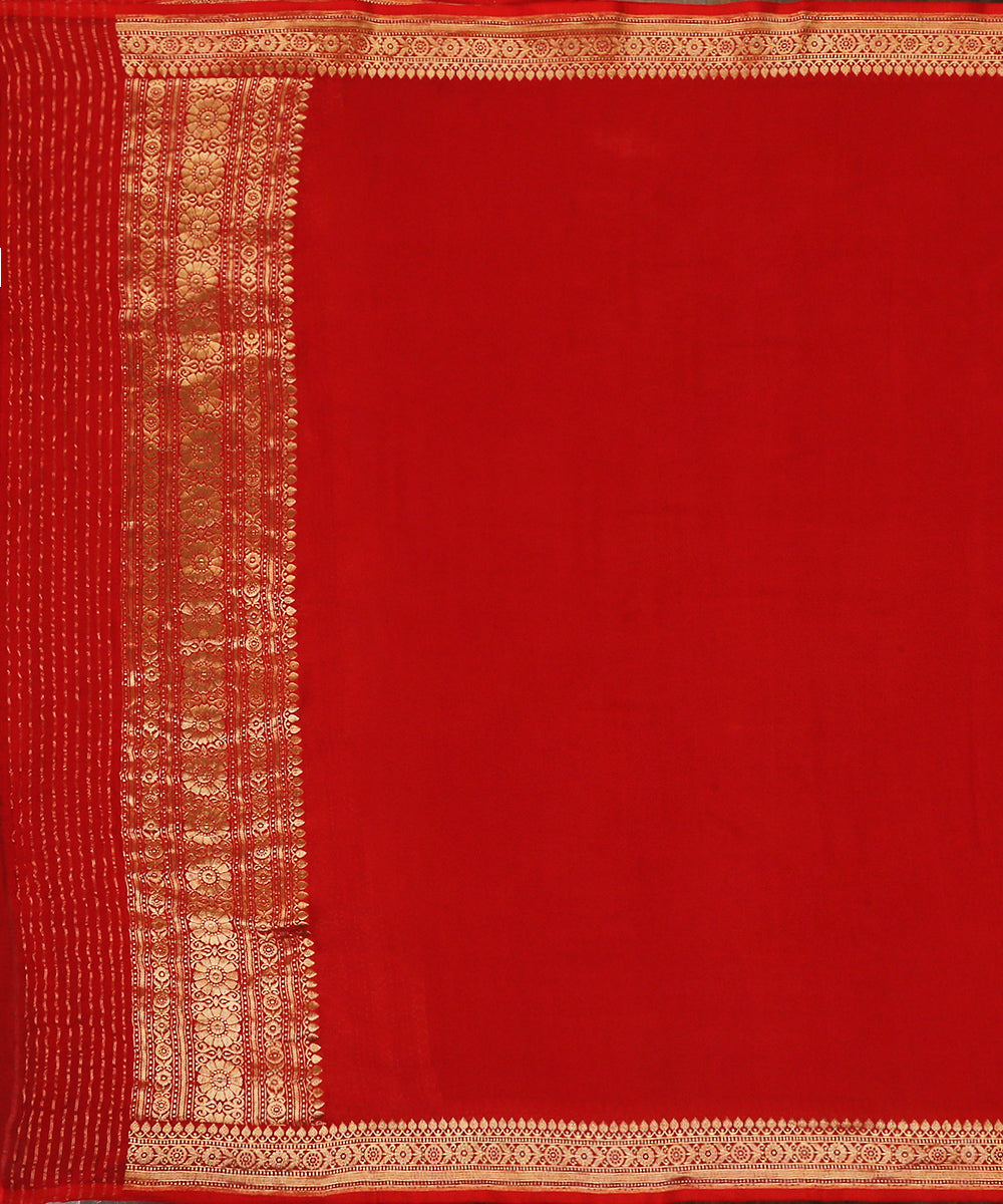 Red_Handloom_Georgette_Banarasi_Dupatta_with_floral_Zari_Border_WeaverStory_02