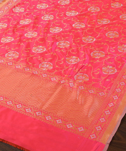 Pink_Handloom_Pure_Katan_Silk_Banarasi_Dupatta_With_Sona_Rupa_Jaal_WeaverStory_03