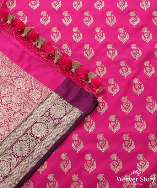 Rani_Pink_Handloom_Pure_Katan_Silk_Banarasi_Dupatta_with_Cutwork_Booti_WeaverStory_04