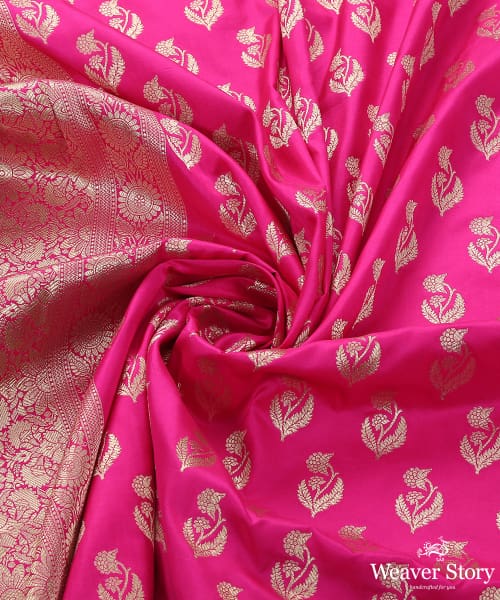 Rani_Pink_Handloom_Pure_Katan_Silk_Banarasi_Dupatta_with_Cutwork_Booti_WeaverStory_05