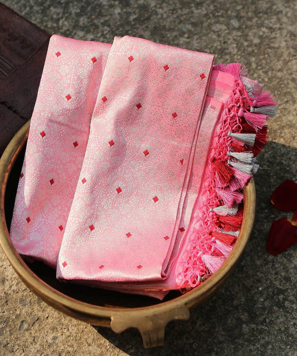 Handloom_Pink_Pure_Katan_Silk_Kinkhwab_Banarasi_Dupatta_with_Meenakari_Design_WeaverStory_01