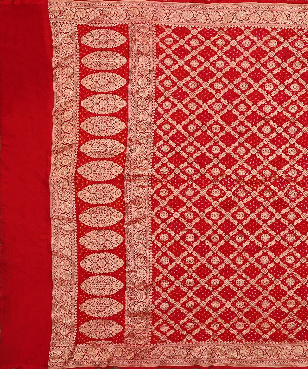 Red_Georgette_Cutwork_Handloom_Banarasi_Bandhej_Dupatta_with_Golden_Zari_Jaal_WeaverStory_02