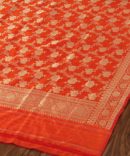 Handloom_Orange_Pure_Katan_Silk_Banarasi_Dupatta_with_Floral_Jaal_WeaverStory_03