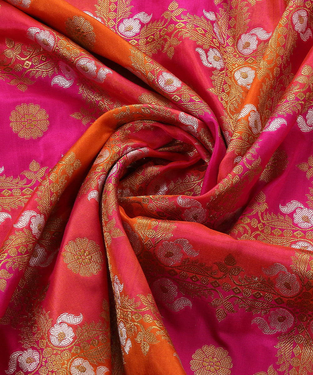 Handloom_Orange_And_Pink_Pure_Katan_Silk_Rangkaat_Banarasi_Dupatta_WeaverStory_05
