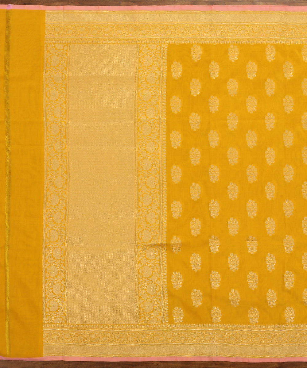 Yellow_Handloom_Katan_Georgette_Banarasi_Dupatta_with_Floral_Booti_WeaverStory_02