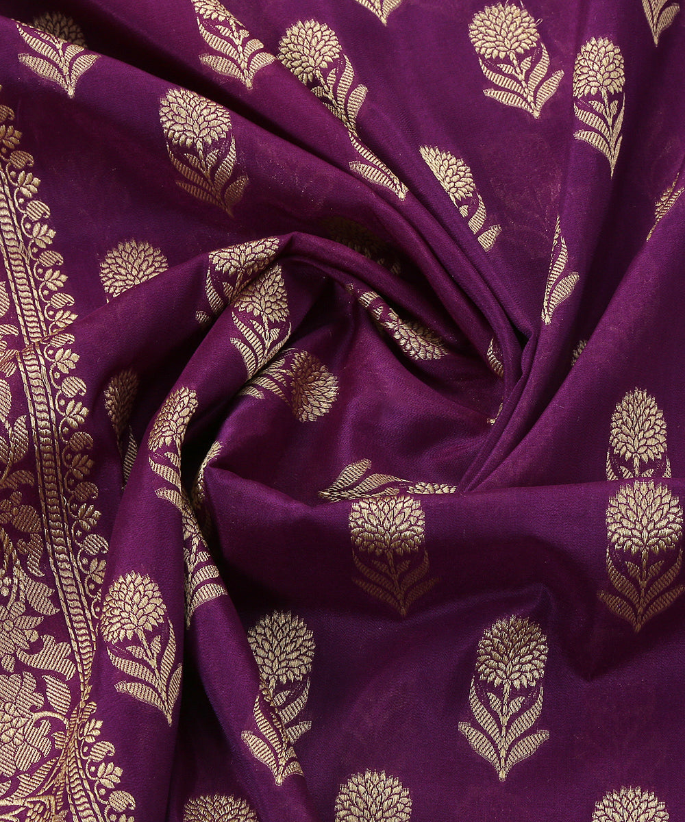 Handloom_Purple_Katan_Georgette_Banarasi_Dupatta_with_Sunflower_Border_WeaverStory_05