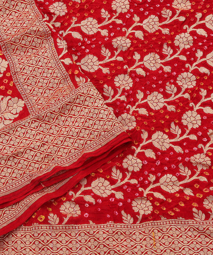 Handloom_Red_Georgette_Banarasi_Bandhej_Dupatta_With_Cutwork_Floral_Jaal_WeaverStory_04