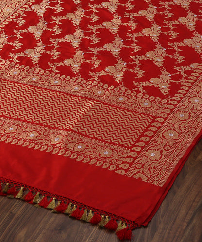 Handloom_Red_Kadhwa_Jangla_Pure_Katan_Silk_Banarasi_Dupatta_WeaverStory_03