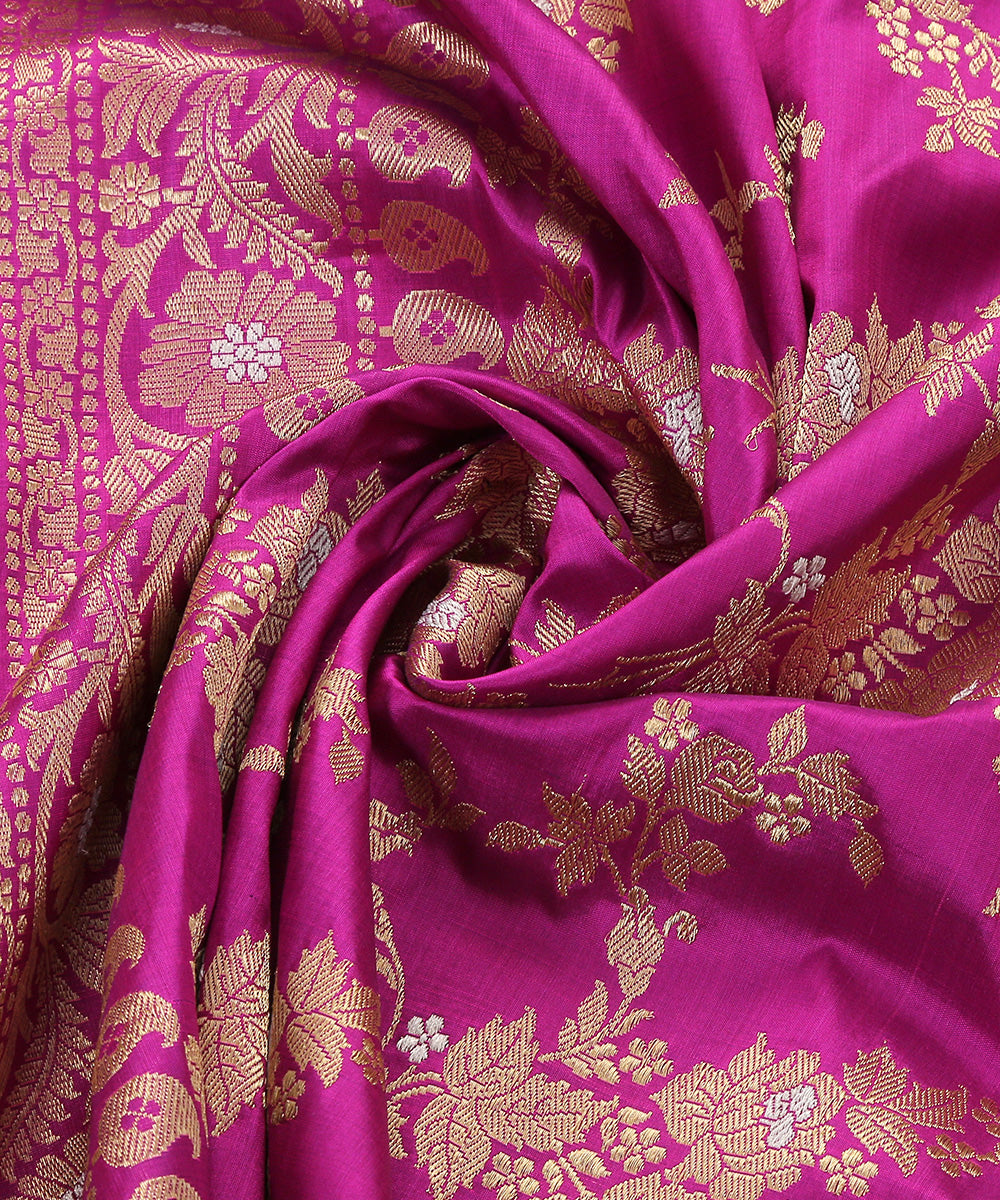 Handloom_Purple_Pure_Katan_Silk_Kadhwa_Banarasi_Dupatta_with_Floral_Jaal_WeaverStory_05