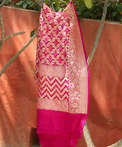 Purple_Handloom_Georgette_Banarasi_Bandhej_Dupatta_with_Cutwork_Weave_WeaverStory_01