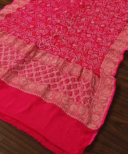 Handloom_Rani_Pink_Georgette_Banarasi_Bandhej_Dupatta_with_Kadhwa_Boota_WeaverStory_03