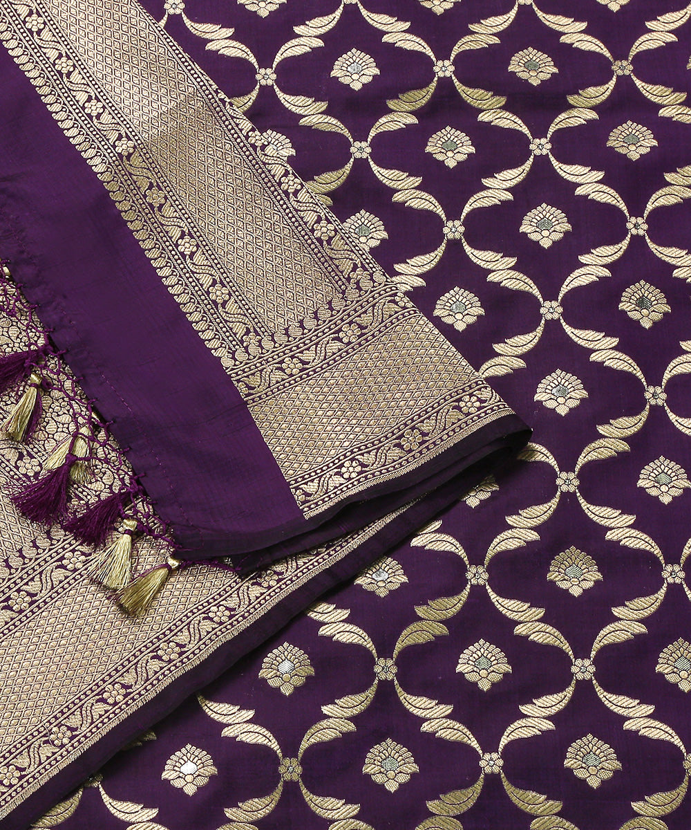 Purple_Handloom_Pure_Katan_Silk_Banarasi_Dupatta_with_Cutwork_Jaal_WeaverStory_04