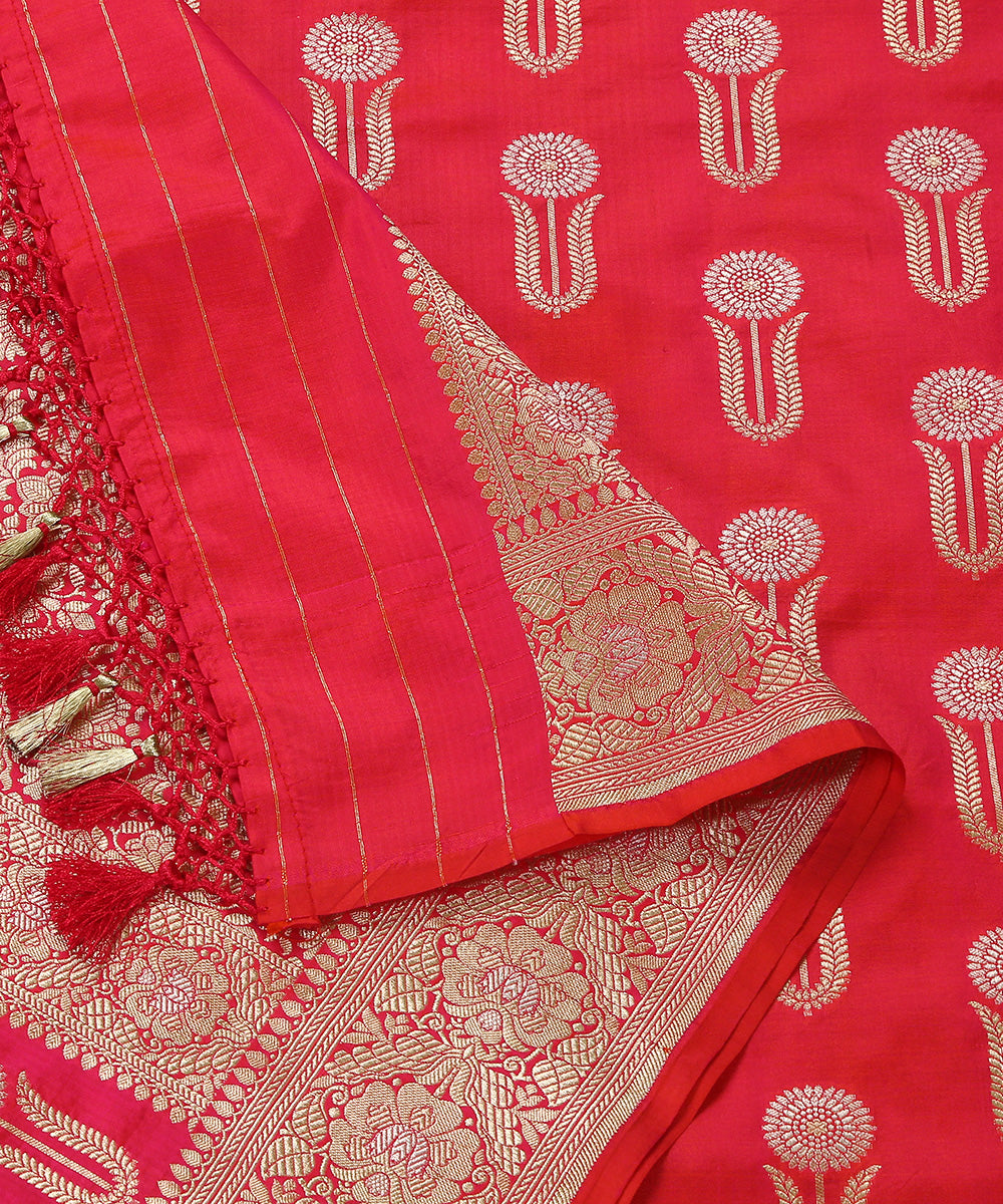 Handloom_Pink_Sunflower_Motif_Pure_Katan_Silk_Banarasi_Dupatta_WeaverStory_04