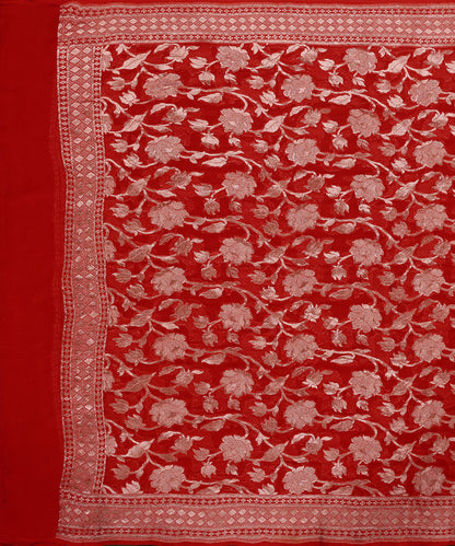 Handloom_Red_Pure_Georgette_Banarasi_Dupatta_With_Floral_Jaal_WeaverStory_02