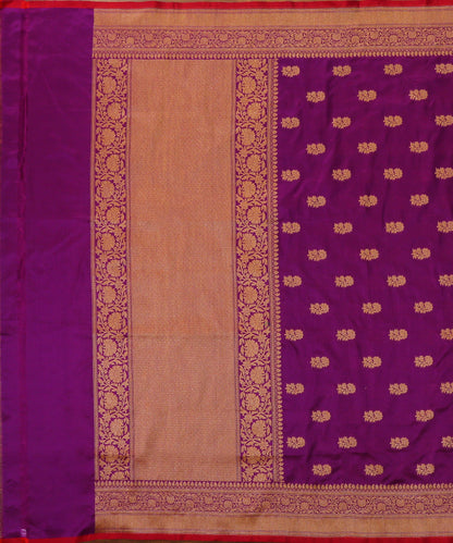 Purple_Handloom_Pure_Katan_Silk_Banarasi_Dupatta_with_Alluring_Booti_WeaverStory_02