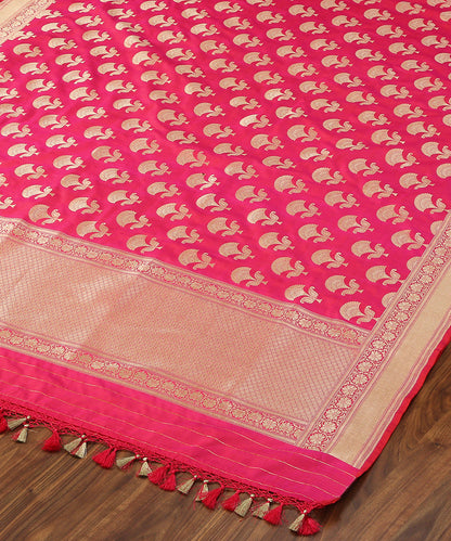 Handloom_Pink_Cutwork_Mughal_Booti_Pure_Katan_Silk_Banarasi_Dupatta_WeaverStory_03