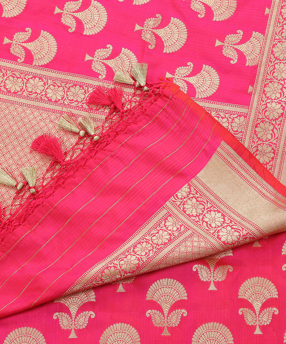 Handloom_Pink_Cutwork_Mughal_Booti_Pure_Katan_Silk_Banarasi_Dupatta_WeaverStory_04