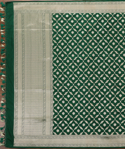 Handloom_Green_Pure_Katan_Silk_Banarasi_Dupatta_With_Jangla_Design_WeaverStory_02