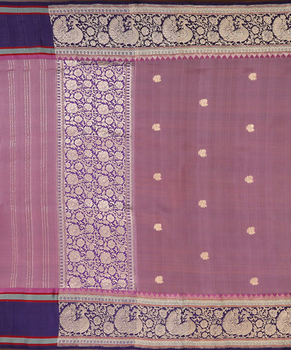 Handloom_Pink_Pure_Organza_Banarasi_Dupatta_With_Kadhwa_Booti_And_Purple_Shikargah_Border_WeaverStory_02