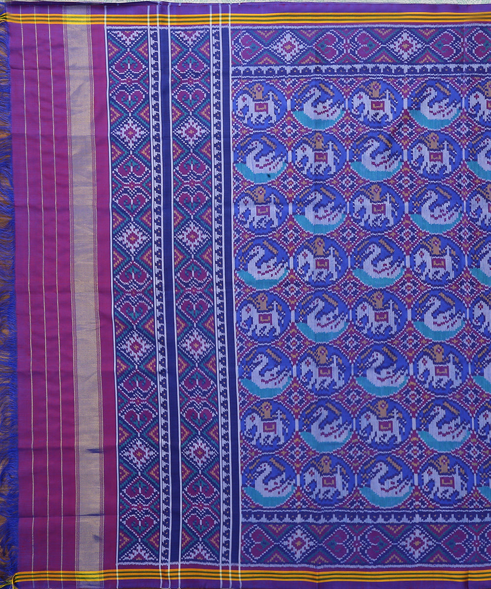 Handloom_Electric_Blue_Dual_Tone_Single_Ikat_8_Ply_Mulberry_Silk_Patola_Dupatta_WeaverStory_02