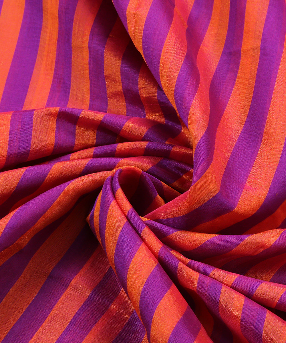 Handloom_Orange_And_Purple_Striped_Chanderi_Silk_Dupatta_With_Gold_Zari_Border_WeaverStory_05
