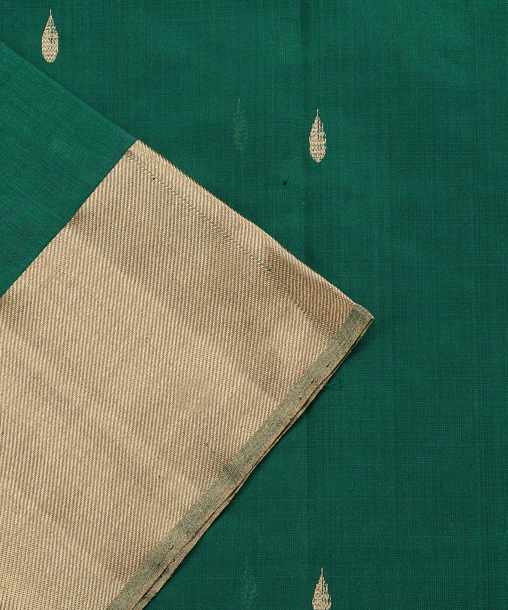 Handloom_Green_Rain_Drop_Motif_Chanderi_Silk_Dupatta_With_Zari_Border_WeaverStory_04