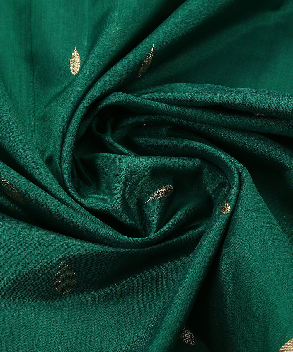 Handloom_Green_Rain_Drop_Motif_Chanderi_Silk_Dupatta_With_Zari_Border_WeaverStory_05