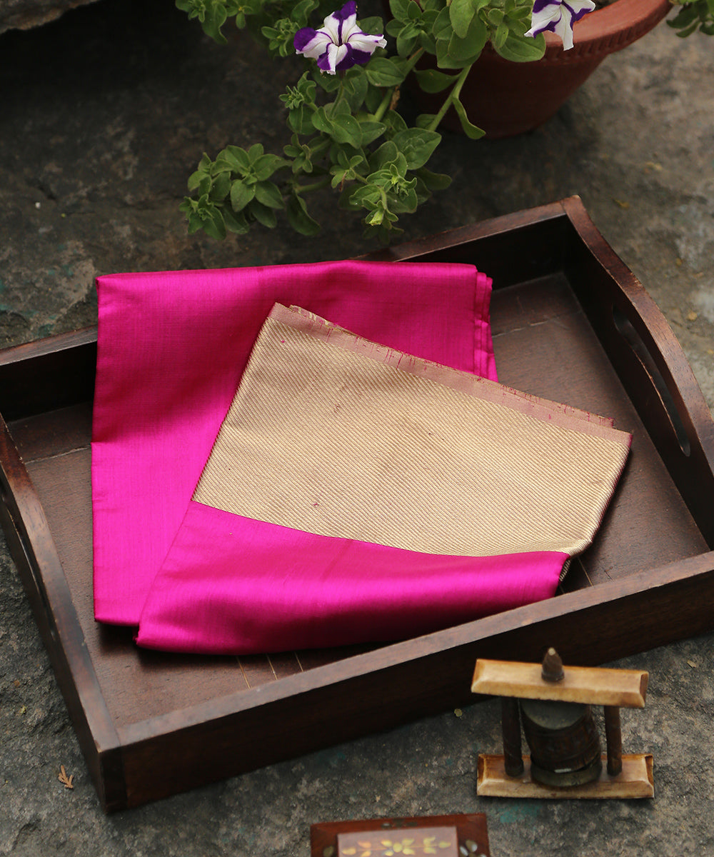 Pink_Handloom_Plain_Silk_Chanderi_Dupatta_With_Zari_Border_WeaverStory_01