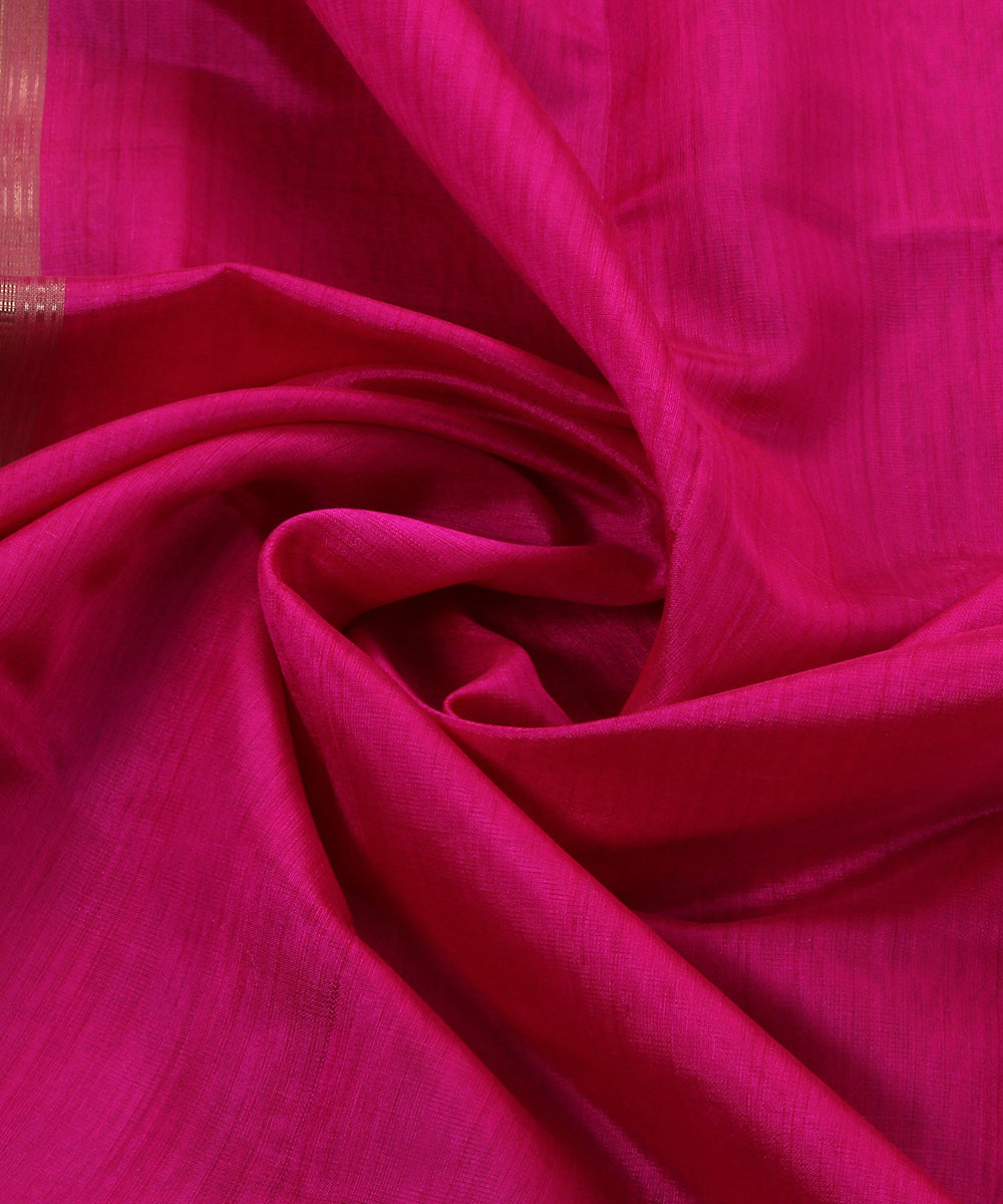 Pink_Handloom_Plain_Silk_Chanderi_Dupatta_With_Zari_Border_WeaverStory_05