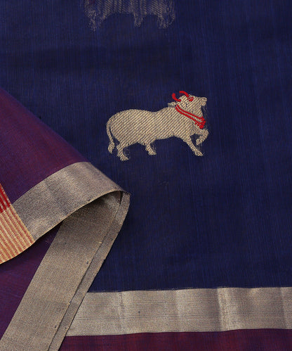 Handloom_Purple_Silk_Chanderi_Dupatta_With_Nandi_Motif_On_Border_WeaverStory_04