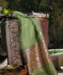 Handloom_Pista_Green_Organza_Banarasi_Dupatta_With_Kadhwa_Booti_And_Purple_Shikargah_Border_WeaverStory_01