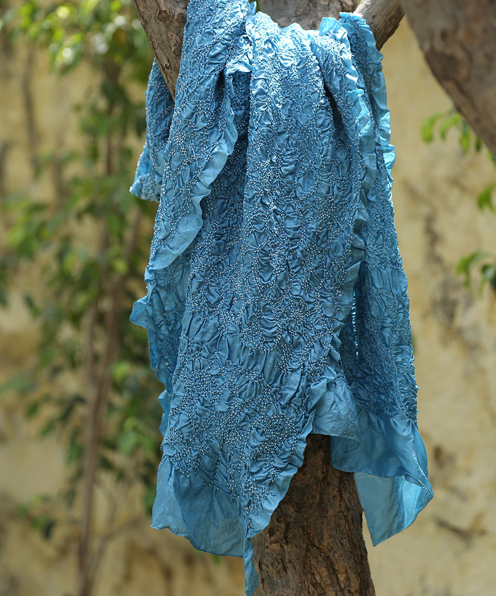 Handloom_Turquoise_Gajji_Silk_Rai_Bandhej_Dupatta_WeaverStory_01