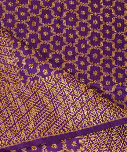 Purple_Handloom_Pure_Katan_Silk_Jangla_Banarasi_Dupatta_With_Antique_Zari_WeaverStory_04