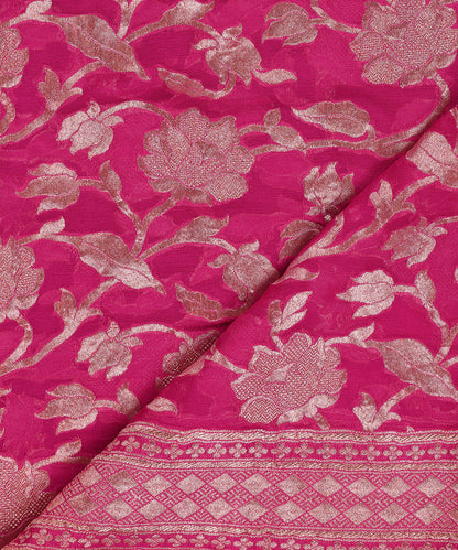 Pink_Handloom_Pure_Gorgette_Dupatta_With_Overall_Jaal_WeaverStory_04