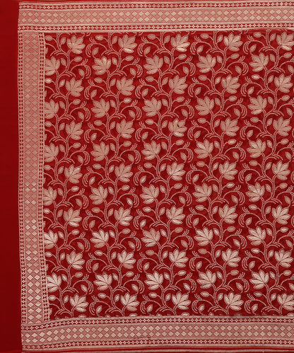 Handloom_Red_Georgette_Banarasi_Dupatta_with_Floral_Cutwork_Jaal_WeaverStory_02