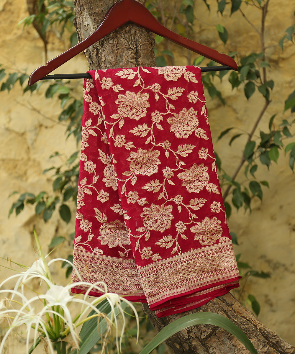 Pink_Handloom_Georgette_Banarasi_Dupatta_with_Floral_Cutwork_Jaal_WeaverStory_01