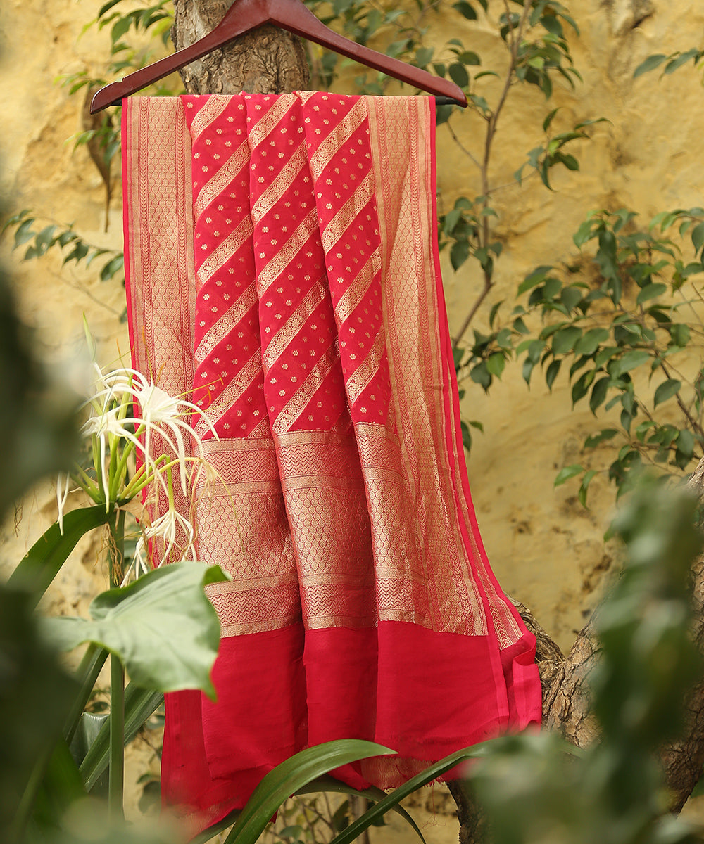 Handloom_Pink_Georgette_Banarasi_Dupatta_with_Cutwork_Aada_Jaal_WeaverStory_01