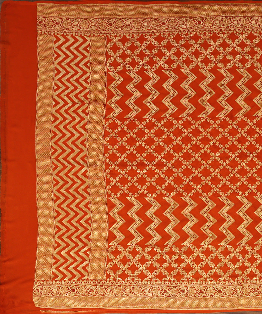 Orange_Handloom_Georgette_Banarasi_Dupatta_with_Cutwork_Jaal_WeaverStory_02