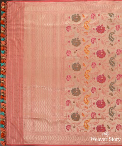 Peach_Handloom_Pure_Katan_Silk_Banarasi_Dupatta_with_Meenakari_WeaverStory_02