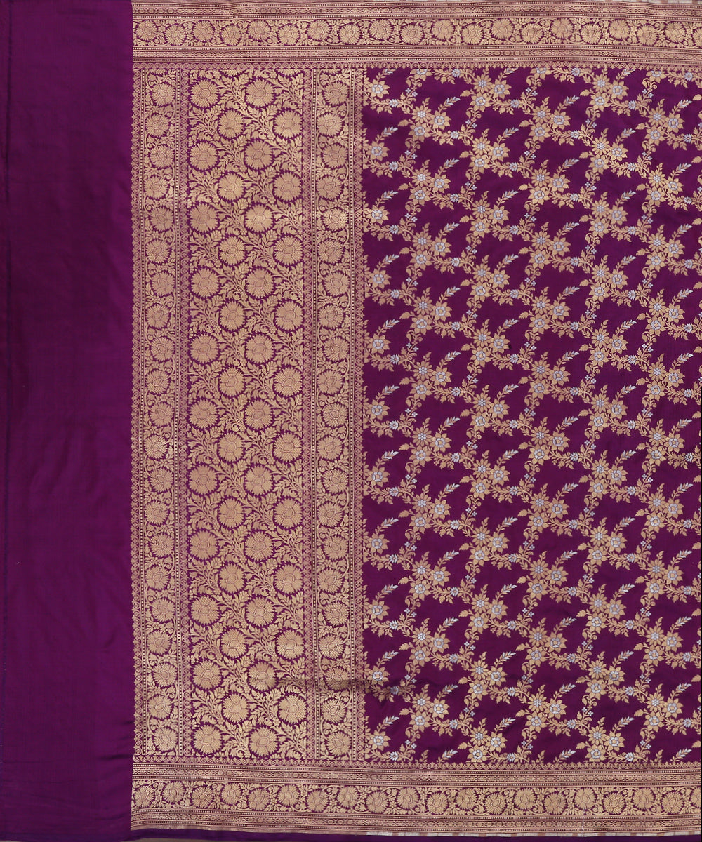 Handloom_Purple_Pure_Katan_Silk_Banarasi_Dupatta_With_Jaal_WeaverStory_02