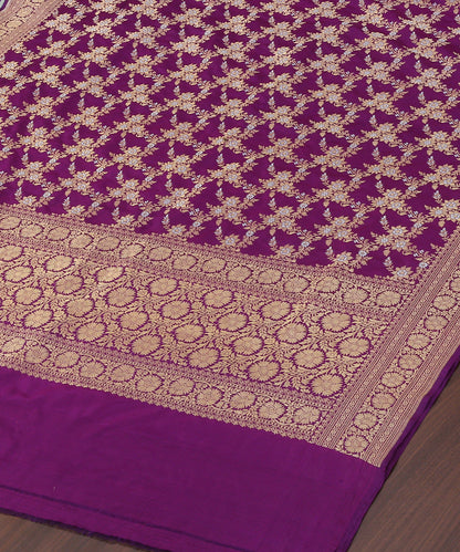 Handloom_Purple_Pure_Katan_Silk_Banarasi_Dupatta_With_Jaal_WeaverStory_03