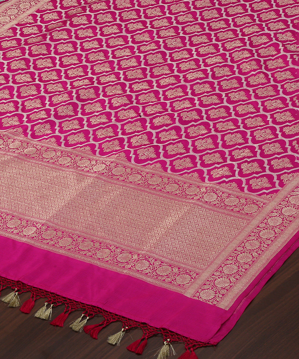 Handloom_Pink_Pure_Katan_Silk_Guldasta_Banarasi_Dupatta_WeaverStory_03