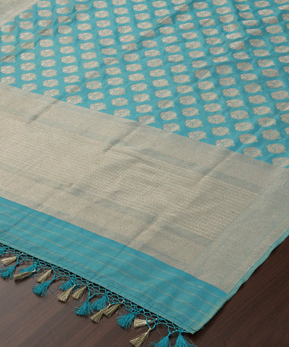 Handloom_Aqua_Pure_Katan_Silk_Banarasi_Dupatta_With_Ashrafi_Booti_WeaverStory_03