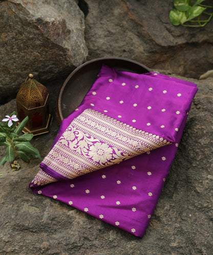 Handloom_Purple_Pure_Katan_Silk_Banarasi_Dupatta_with_Floral_Border_WeaverStory_01