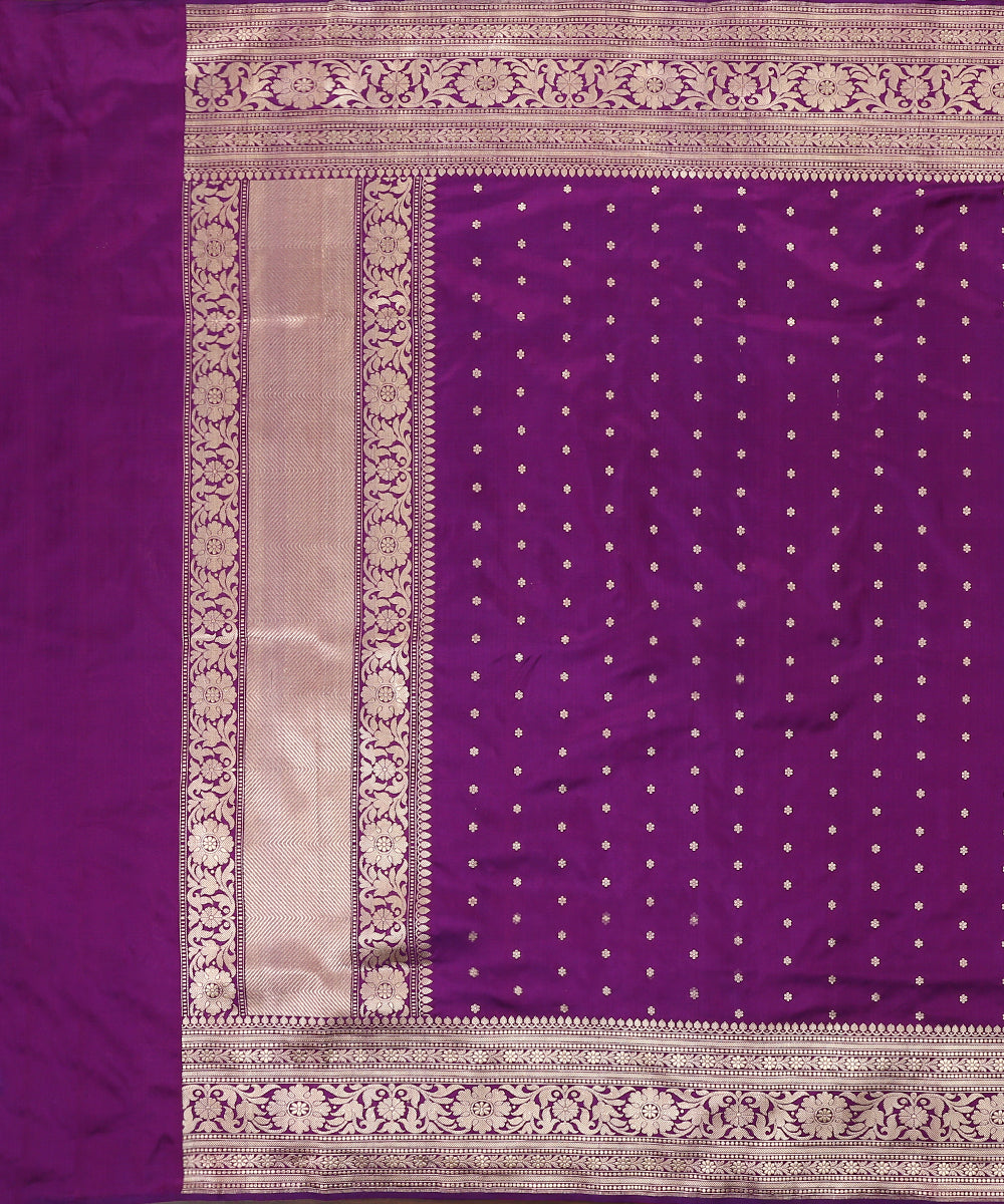 Handloom_Purple_Pure_Katan_Silk_Banarasi_Dupatta_with_Floral_Border_WeaverStory_02