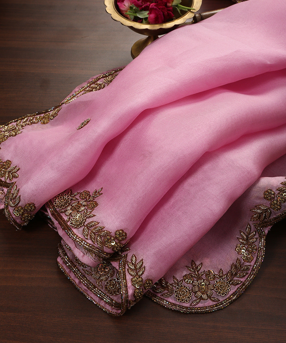 Pink_Handloom_Pure_Organza_Dupatta_With_Scalloped_Hand_Embroidered_Zardozi_Border_WeaverStory_01