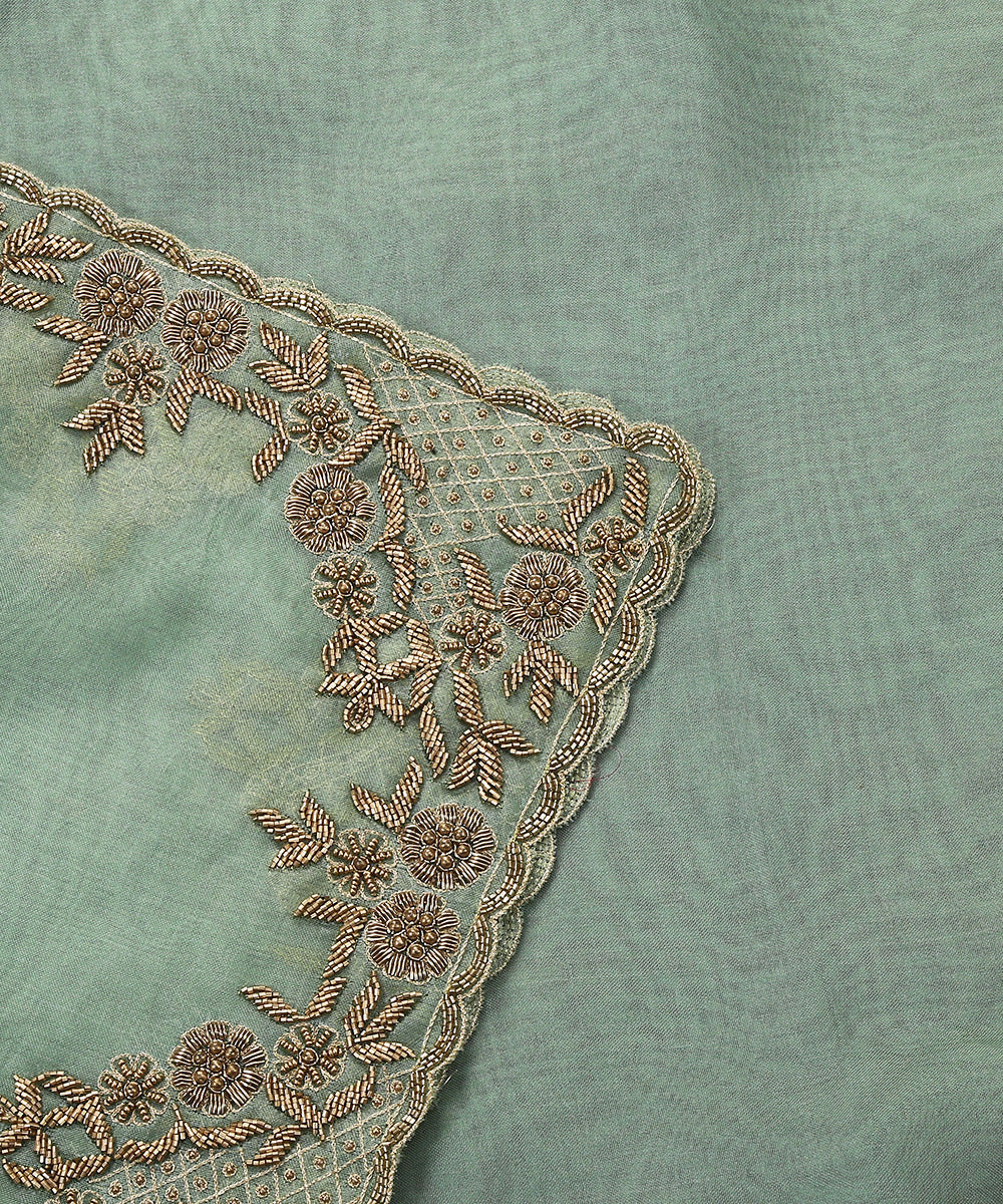 Vibrant Turquoise to Aqua Blue Ombre Chiffon Dupatta